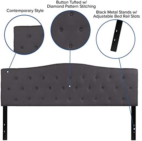 Flash Furniture Cambridge Tufted Upholstered King Size Headboard in Dark Gray Fabric
