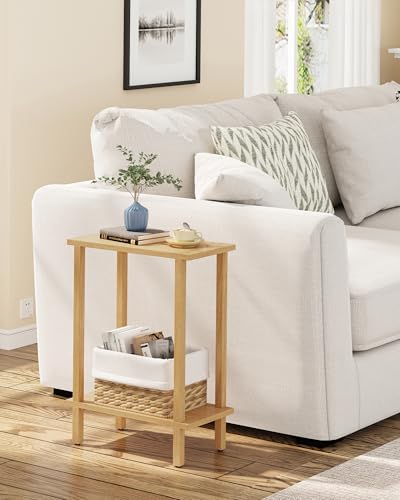 TUTOTAK Narrow Side Table, 2-Tier Small End Table for Couch