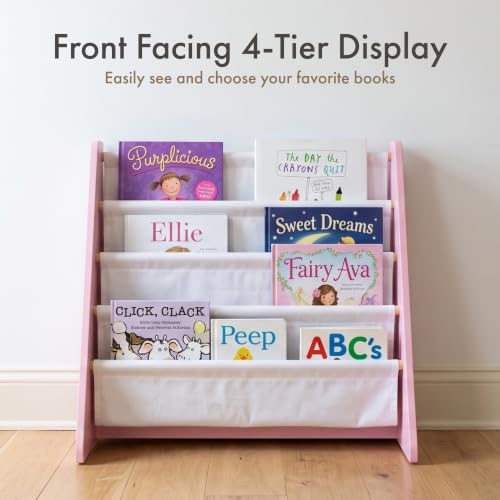 Humble Crew Kids Bookshelf, Montessori Front Facing Toddler Bookcase 4 Tier