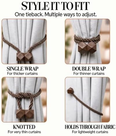 NazTur Magnetic Curtain Tiebacks, Curtain Ties, No-Drill Holdbacks (4 Pack)