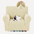 YEMYHOM Couch Cover Latest Jacquard Design High Stretch Sofa Chair Covers for Living Room, Pet Dog Cat Proof Armchair Slipcover Non Slip Magic Elastic Furniture Protector (Small, Begonia Leaf Beige)