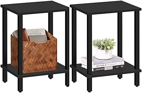 TUTOTAK End Table, Set of 2, Side Table, Nightstand, 2-Tier Storage Shelf