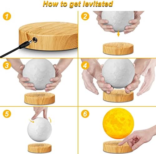UVEHAS Magnetic Levitating Moon Lamp 16 Colors Modes Floating 3D Printing LED Moon Lamp LED Magnetic Levitation and Spinning Luna Night Lights for Home Office Decor