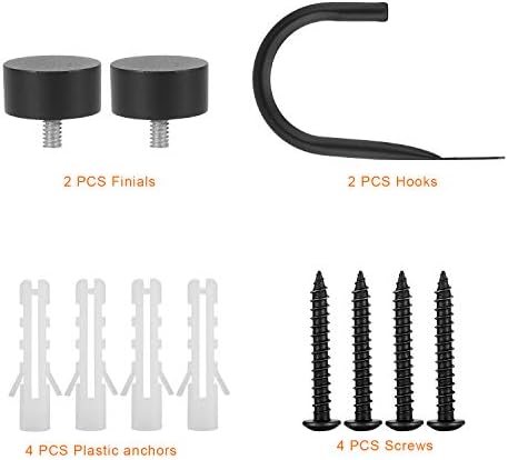 Drapery Holdback,Quality Metal Decorative Curtain Holdbacks with Zinc Alloy Cap Finials,Rust-Proof, Set of 2 Window Curtain Holdbacks,Matte Black