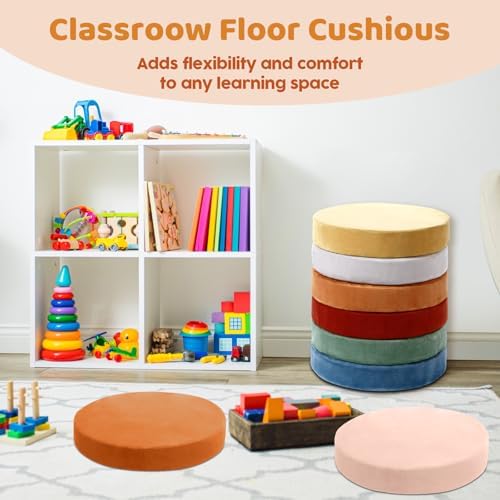 GlikCeil 8 Pcs Round Floor Pillow Cushions for Kids Classroom 15'' Soft Flexible Seating Classroom Elementary Extra Thick Floor Cushions for Daycare Kindergarten Reading Corner Library (Advanced Boho)