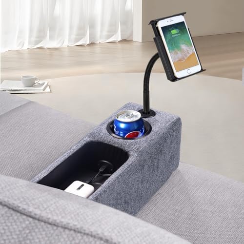 Multifunctional Sofa Armrest, Couch Armrest with Wireless Charge Stand, Removable Couch Caddy with Storage,Including LED Reading Light