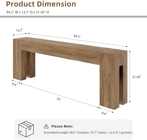 Epecoya 94.5 Inch Extra Long Console Table, Natural Oak Brown