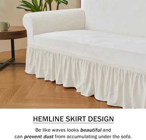 NICEEC White Armchair Covers Arm Chair Cover Armchair Slipcovers with Skirt