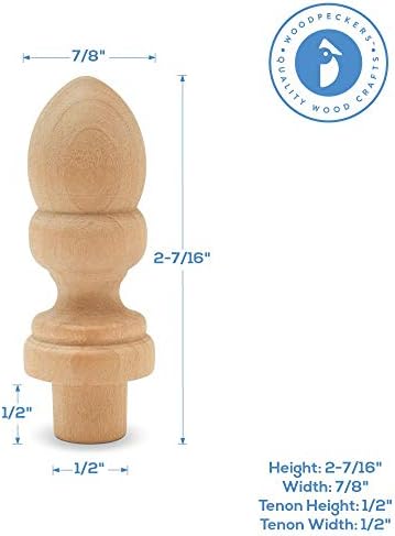 Small Wood Finials, 2-7/16 inch Wooden Finials for Crafting, DIY Dcor, and Wooden Finial Crafts, Pack of 50, by Woodpeckers