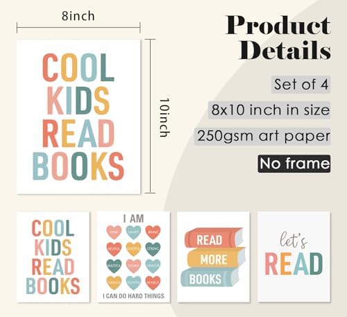 ULEGIE Reading Corner Decor for Classroom Homeschool Cool Kids Read Book