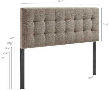 Modway Lily King Size Headboard with Biscuit Tufting in Taupe - Fabric Upholstery with Padded Design and 5 Height-Adjustable Mounts