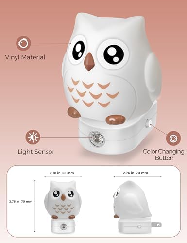 L LOHAS LED Night Light for Kids, 3D Owl Night Light Plug in Wall