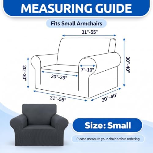 KEKUOU Stretch Chair Sofa Slipcover, Single Couch Cover,Charcoal
