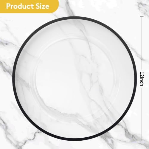 Goodluck 25 Pack 12 Inch Clear Charger Plates with Black Trim
