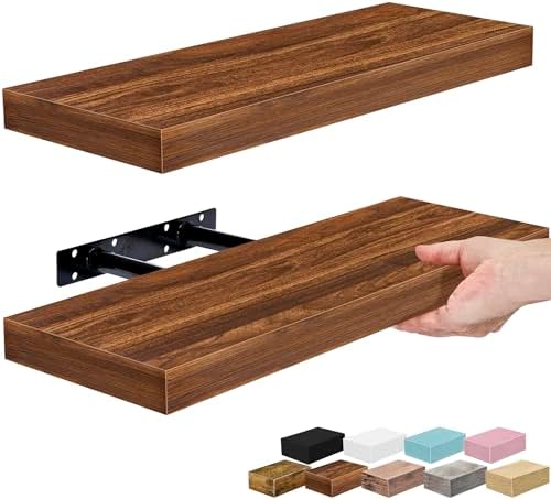 Sorbus 16 Inch Floating Shelves for Wall (2 Pack, Walnut)