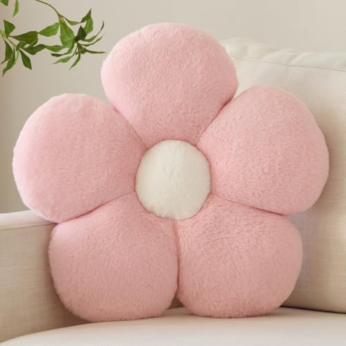 Zlgkjk Flower Pillow, Decorative Throw Pillows with Soft Plush for Couch Bed, Cute Daisy Pillow Cushion Home Decor Floral Throw Pillow (Pink, 19.6 Inches)