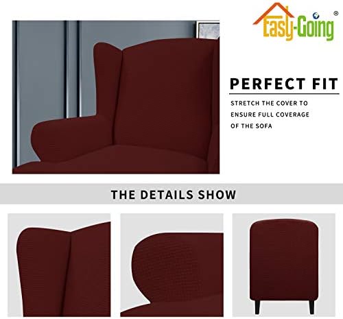 Easy-Going Stretch Large Wingback Chair Sofa Slipcover Wine