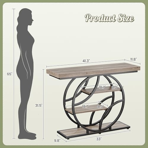 Huuger 41.3 Inch Entryway Table, Console Table with Shelves, Sofa Table