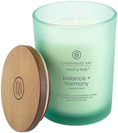 Chesapeake Bay Balance + Harmony Scented Candle Water Lily Pear Fragrance 50 Hours Burn Time Warm & Decorative Soy Wax Blend (Pack of 4)