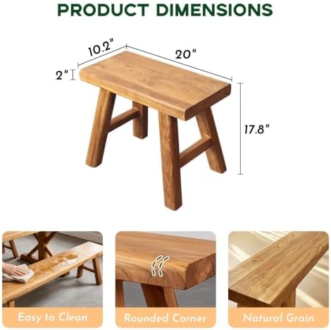 Narrow Entryway Bench Farmhouse Wood End of Bed Bench 20" 32" 39" 47" 55" 63" 71" 79" Sturdy Stable Skinny Long Benchs for Bedroom Hallway Dining Room Porch Easy to Assemble Natural Finish(20")