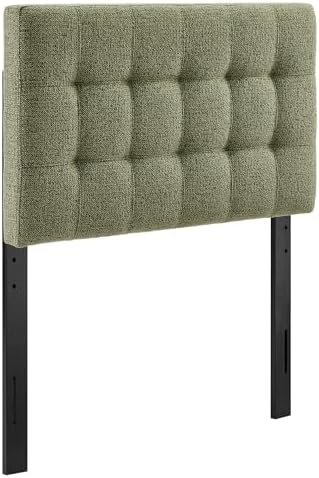 Modway Lily Twin Size Headboard with Biscuit Tufting in Leaf - Fabric Upholstery with Padded Design and 5 Height-Adjustable Mounts