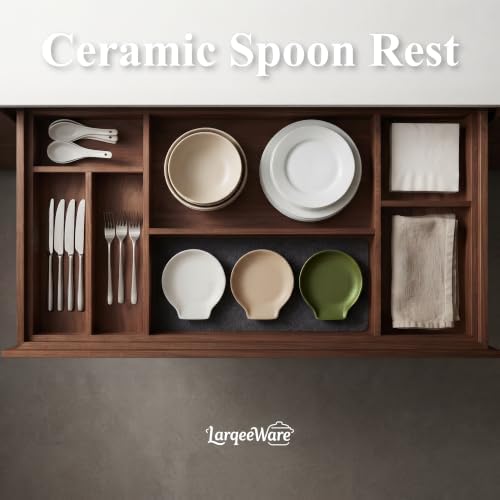 LarqeeWare Ceramic Spoon Rest for Stove Top, Modern Kitchen Counter Holder