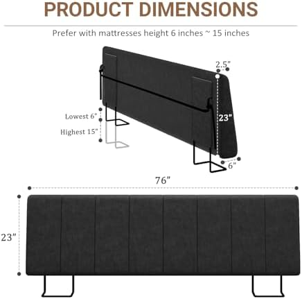King Size Headboard Only-No Assembly Required, Black