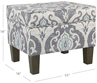 Spatial Order 22" Dinah Collection Storage Ottoman - Blue Slate