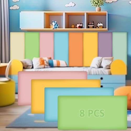 Hahafelt 8 Pack Wall Padding Headboard 23.62" x 11.81" x 1.18" Fresh Colors
