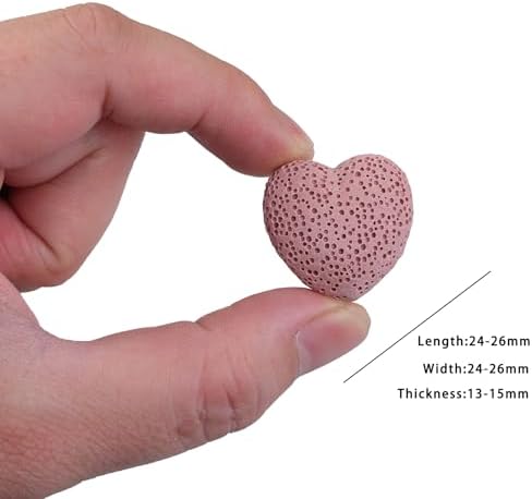rockcloud 10 PCS 0.9" Pink Lava Rock Stone Heart Shape Pocket Stones