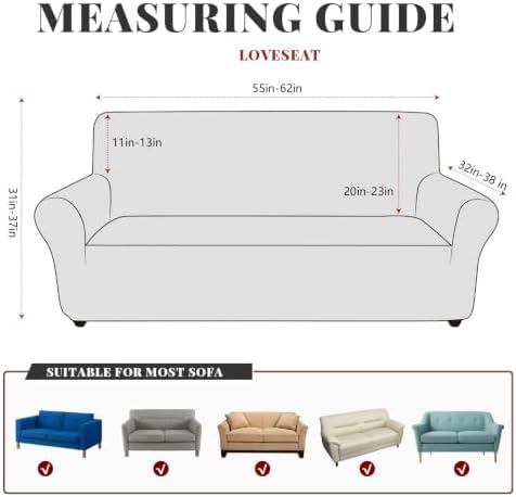 ANARACHON 1-Piece Leather-Look Loveseat Cover,Stretch Loveseat Slipcover