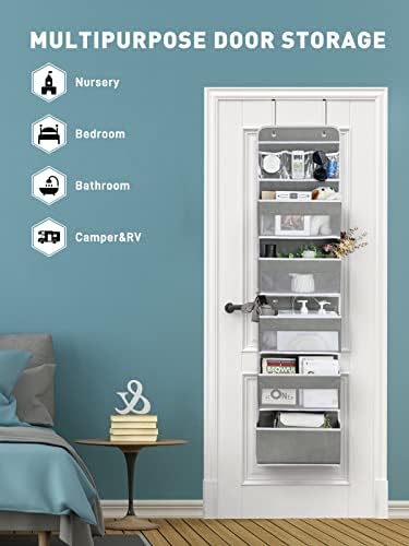 Yecaye Over the Door Storage Organizer for Nursery Closet 6 Tier Grey