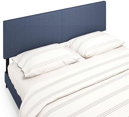 Furinno Roanne Headboard King Size, Plain Upholstered Wooden Head Board, Bed Frame Mount, Easy Assembly, for Bedroom, Dorm, Blue Denim
