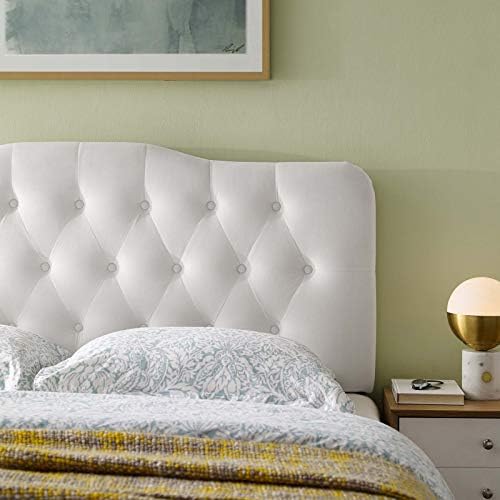 Modway Annabel Diamond Tufted Performance Velvet King Headboard in White