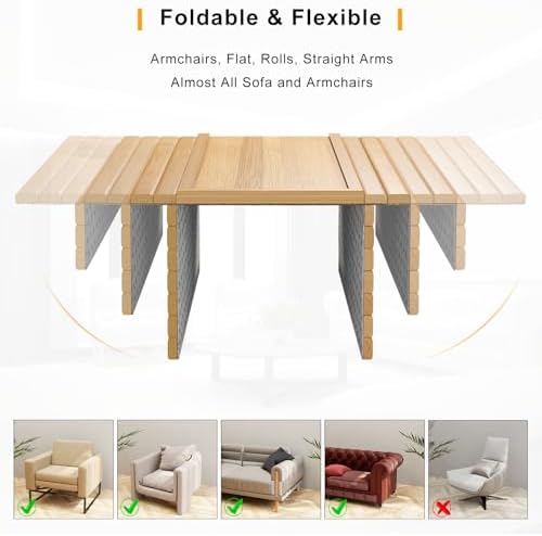 Bestjing 2 in 1 Bamboo Sofa Armrest Tray Table for Couch