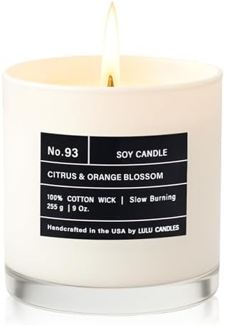 Lulu Candles | Citrus & Orange Blossom | Luxury Scented Soy Jar Candle | Hand Poured in The USA | Highly Scented & Long Lasting (9 Oz.)