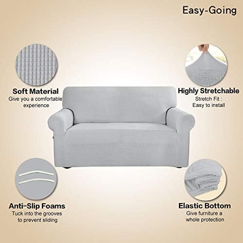 Easy-Going Stretch 4 Seater Oversized Sofa Couch Cover Silver Gray