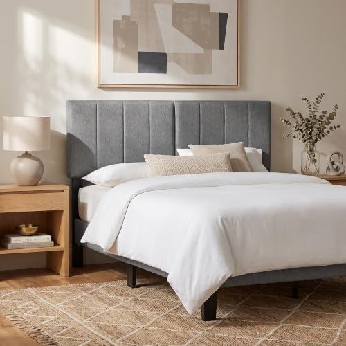 KOMFOTT Linen Upholstered Headboard for Full & Queen Size Bed, Dark Grey
