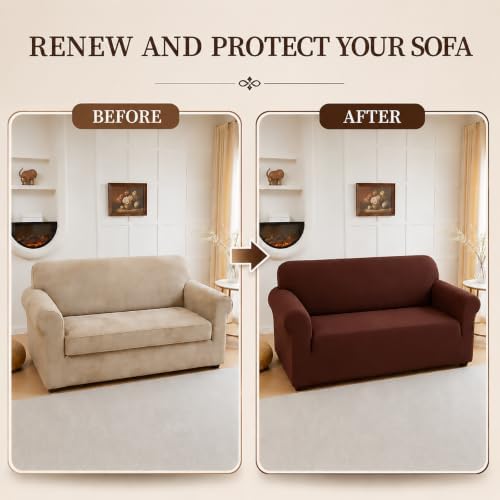 3Pcs Sofa Cover Stretch Soft with Non-Slip Foam and Elastic Bottom