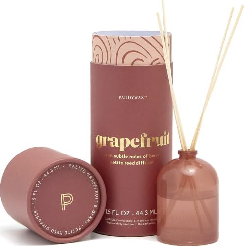 Paddywax Petite Reed Diffuser Set, Grapefruit, Rose, 1.5 oz
