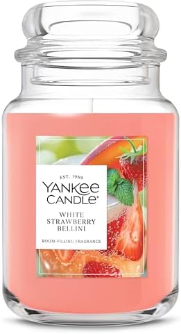 Yankee Candle White Strawberry Bellini Scented Candle, 22oz Large Jar