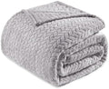 Exclusivo Mezcla Soft Fleece Bed Blanket Queen Size, 90”x90”, Light Grey