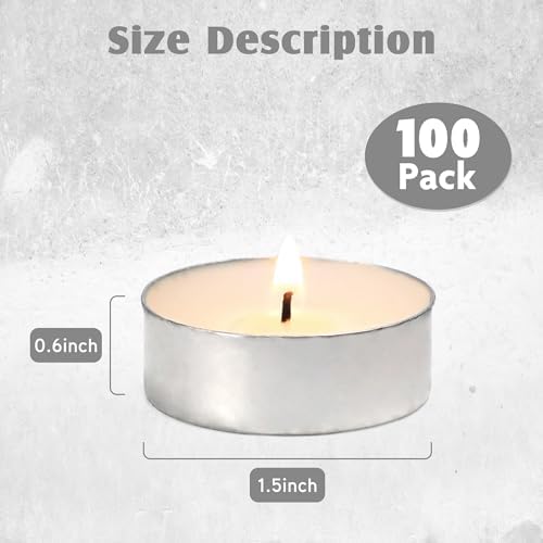 Unscented Tealight Candles - 100 Pack 4 Hours White Small Tea Candles