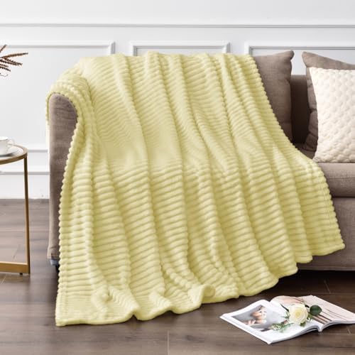 BEDELITE Transparent Yellow Fleece Throw Blanket for Couch, 50x60 Inch