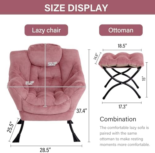 LITA Lazy Chair with Ottoman, Comfy Accent Reading Chair