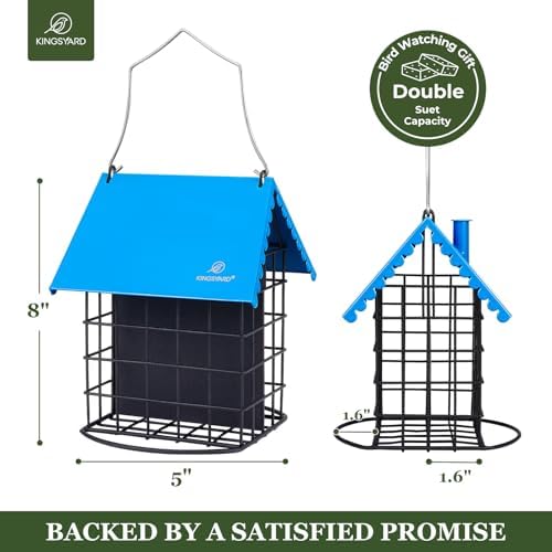 Kingsyard All Metal Double Suet Bird Feeder with Perch