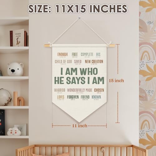 Positive Affirmations Christian Wall Decor for Classroom, Inspirational Wall Hanging Pennant Flag Banner, Bible Verse Wall Decor for Homeschool Playroom 15x11 Inch