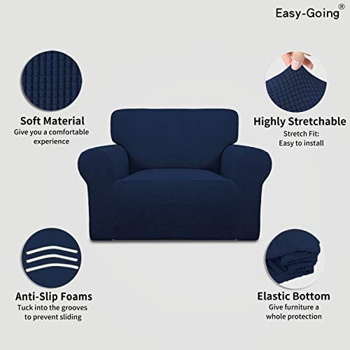 Easy-Going Stretch Oversized Chair Slipcover with Arm Washable Navy