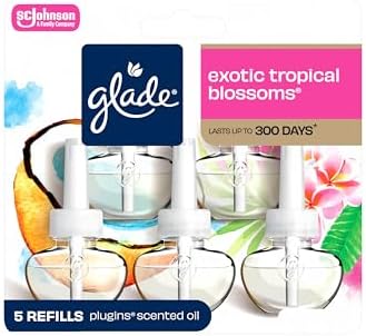 Glade PlugIns Air Freshener Refills, Exotic Tropical Blossoms, 5 Count