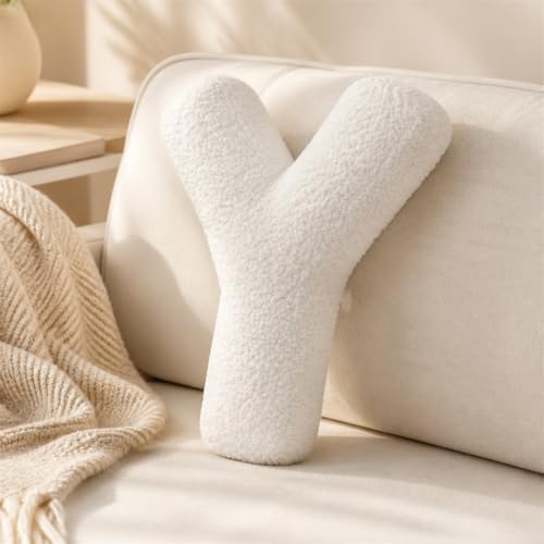 Letter Plush Pillow, Letter Hugging Throw Pillows, Decorative Initial Letter Shaped Throw Pillows for Bed Couch, Letter Pillows English Alphabet A to Z for Sofa Bedroom Living Room Decor (Y)